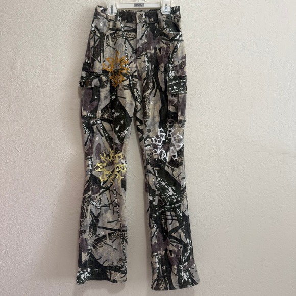Smoke Rise Red Pants - Smoke Rise Red Camo Cargo Pants Women's Size M Flare Leg Graphic Print Like New!